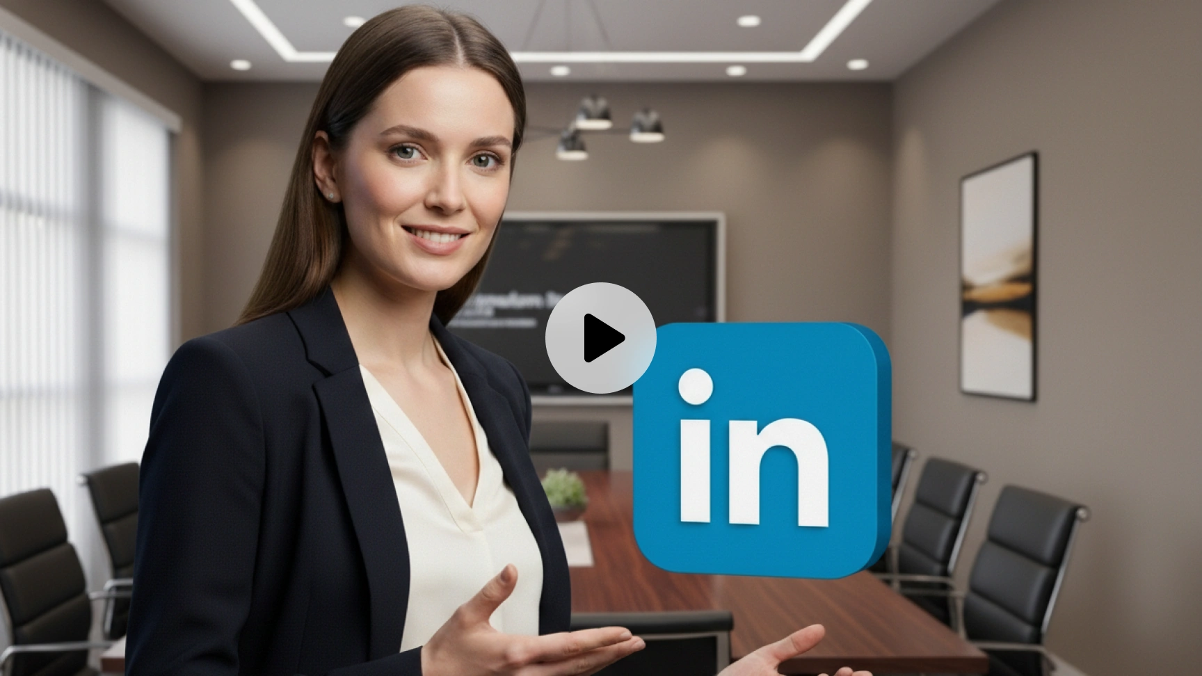um vídeo profissional com um perfil feminino do LinkedIn gerado pela ai ease